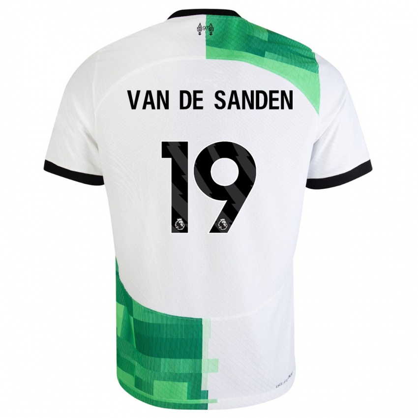 Femme Maillot Shanice Van De Sanden #19 Blanc Vert Tenues Extérieur 2023/24 T-Shirt Suisse