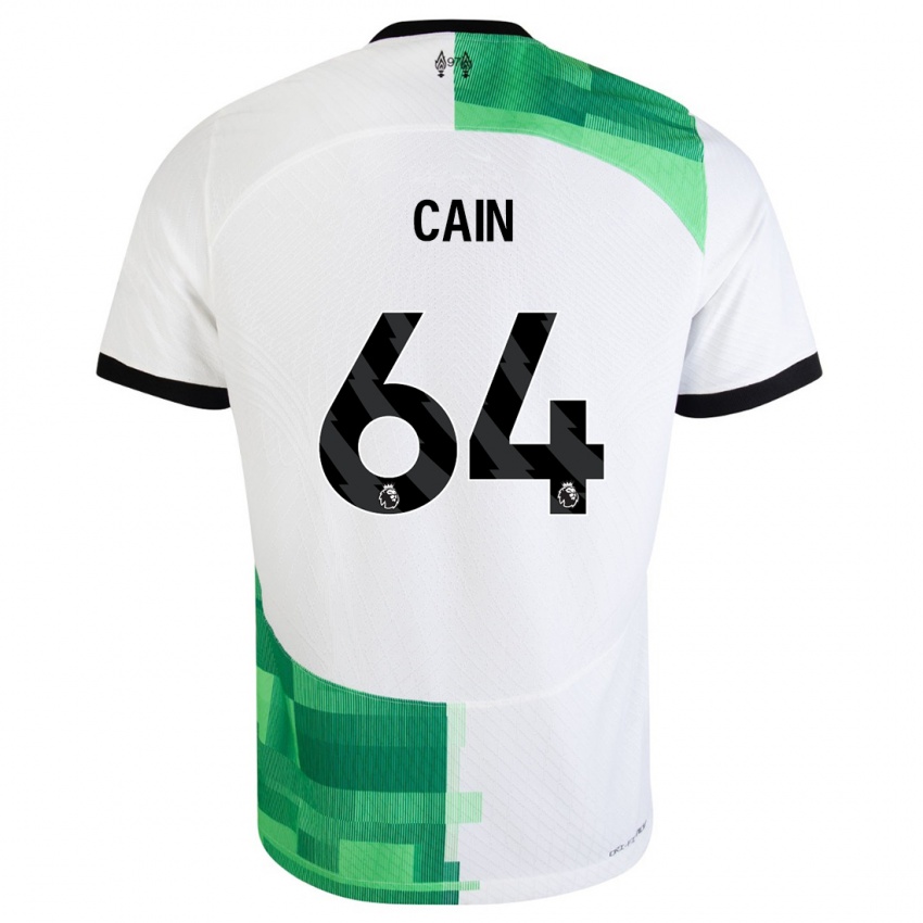 Femme Maillot Jake Cain #64 Blanc Vert Tenues Extérieur 2023/24 T-Shirt Suisse