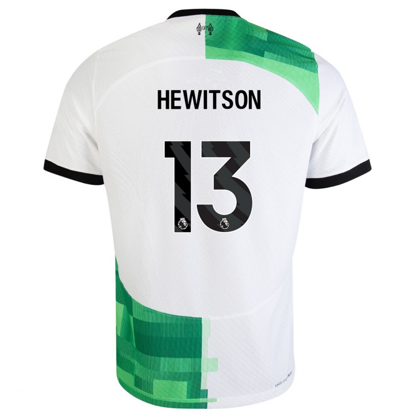 Femme Maillot Luke Hewitson #13 Blanc Vert Tenues Extérieur 2023/24 T-Shirt Suisse