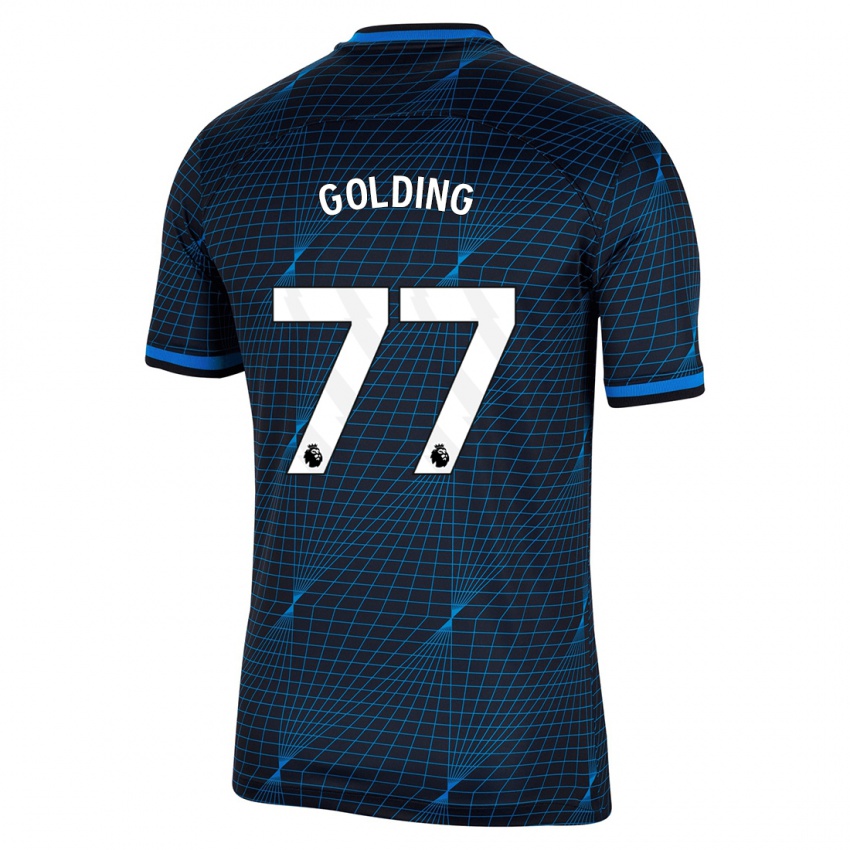 Femme Maillot Michael Golding #77 Bleu Foncé Tenues Extérieur 2023/24 T-Shirt Suisse