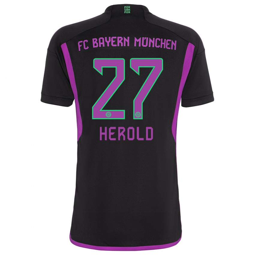 Femme Maillot David Herold #27 Noir Tenues Extérieur 2023/24 T-Shirt Suisse