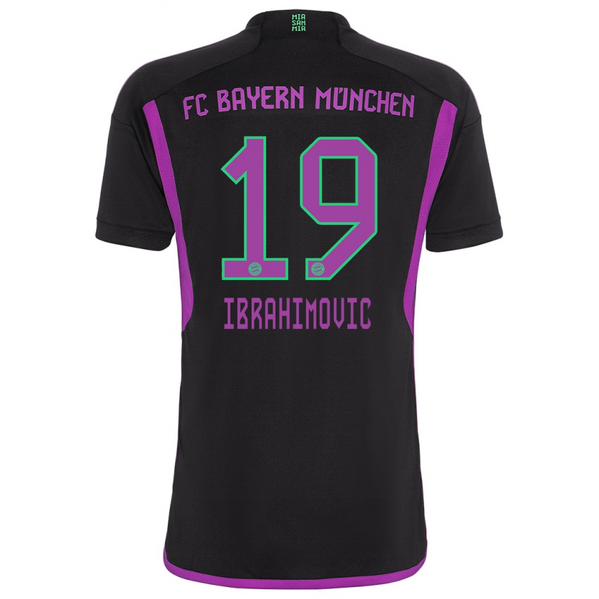 Damen Arijon Ibrahimovic #19 Schwarz Auswärtstrikot Trikot 2023/24 T-Shirt Schweiz