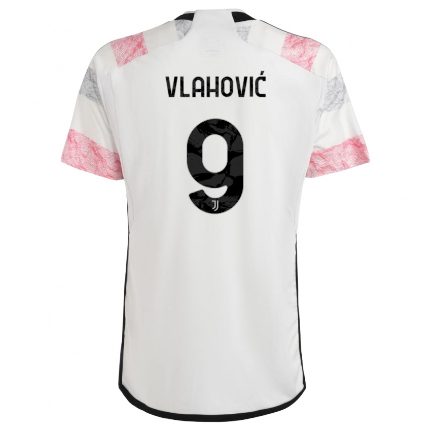 Damen Dusan Vlahovic #9 Weiß Rosa Auswärtstrikot Trikot 2023/24 T-Shirt Schweiz