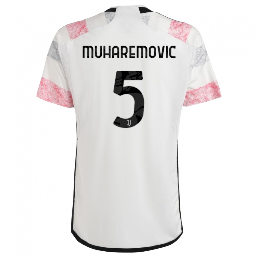 Damen Tarik Muharemovic #5 Weiß Rosa Auswärtstrikot Trikot 2023/24 T-Shirt Schweiz