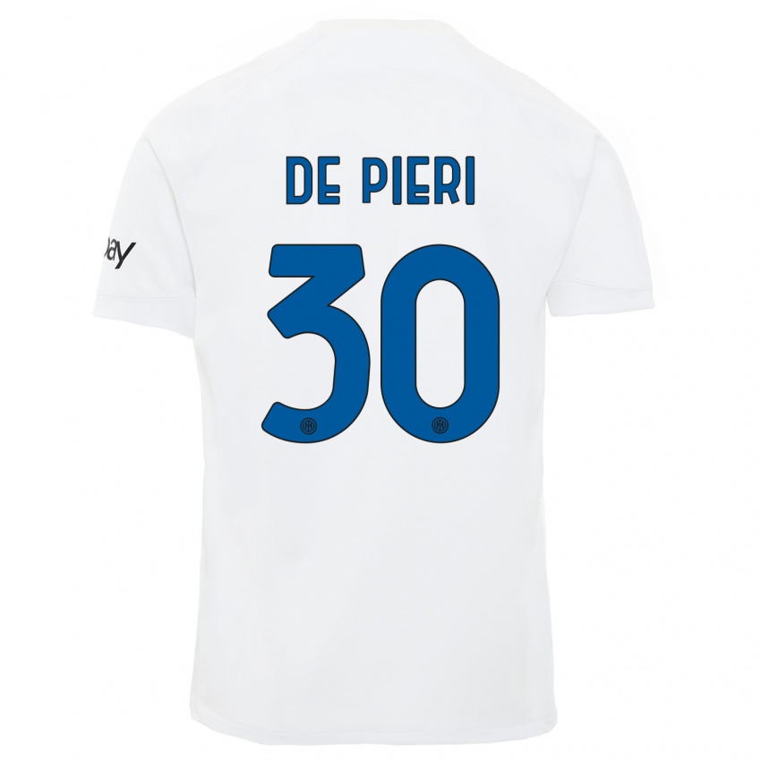 Femme Maillot Giacomo De Pieri #30 Blanc Tenues Extérieur 2023/24 T-Shirt Suisse