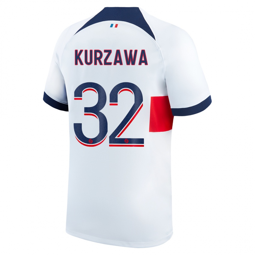 Femme Maillot Layvin Kurzawa #32 Blanc Tenues Extérieur 2023/24 T-Shirt Suisse