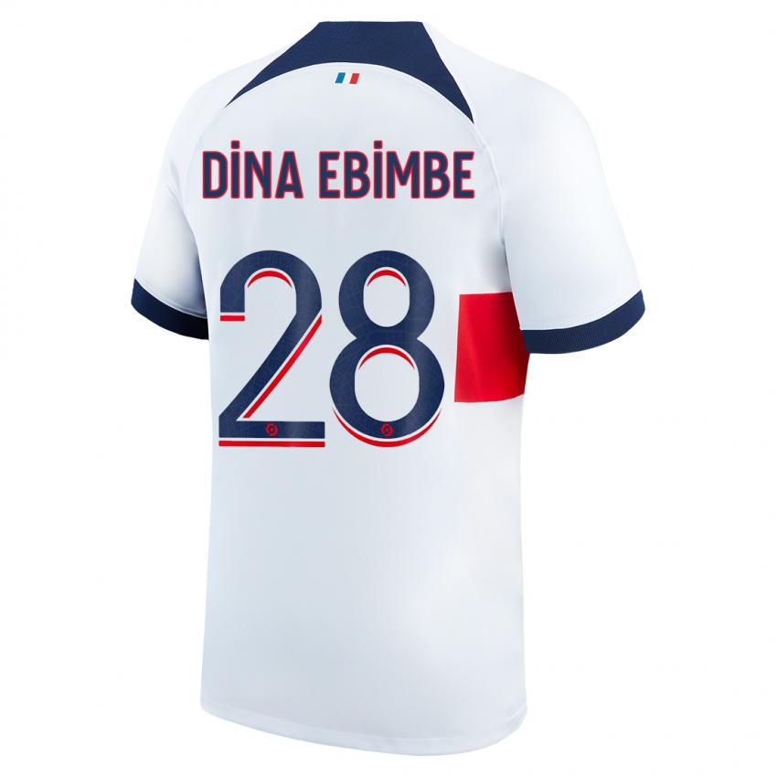 Femme Maillot Eric Junior Dina Ebimbe #28 Blanc Tenues Extérieur 2023/24 T-Shirt Suisse
