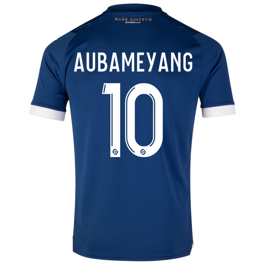 Damen Pierre-Emerick Aubameyang #10 Dunkelblau Auswärtstrikot Trikot 2023/24 T-Shirt Schweiz