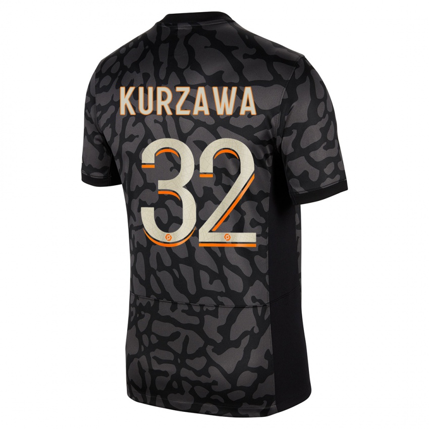 Femme Maillot Layvin Kurzawa #32 Noir Troisieme 2023/24 T-Shirt Suisse