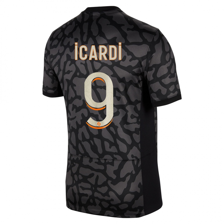 Damen Mauro Icardi #9 Schwarz Ausweichtrikot Trikot 2023/24 T-Shirt Schweiz