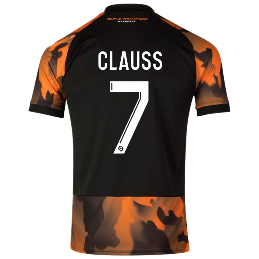 Femme Maillot Jonathan Clauss #7 Noir Orange Troisieme 2023/24 T-Shirt Suisse