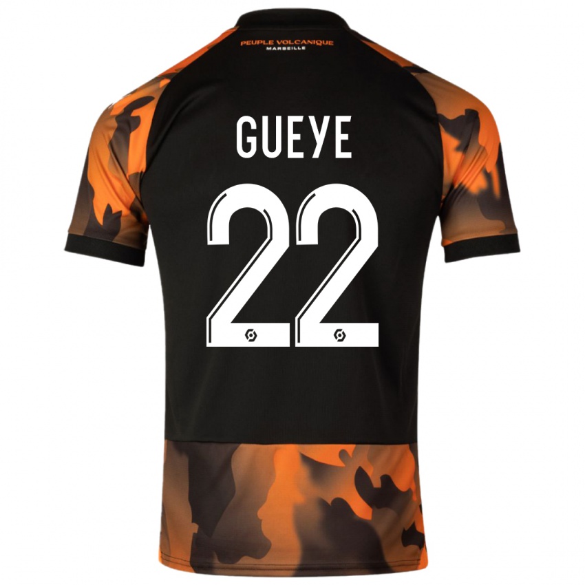 Femme Maillot Pape Gueye #22 Noir Orange Troisieme 2023/24 T-Shirt Suisse