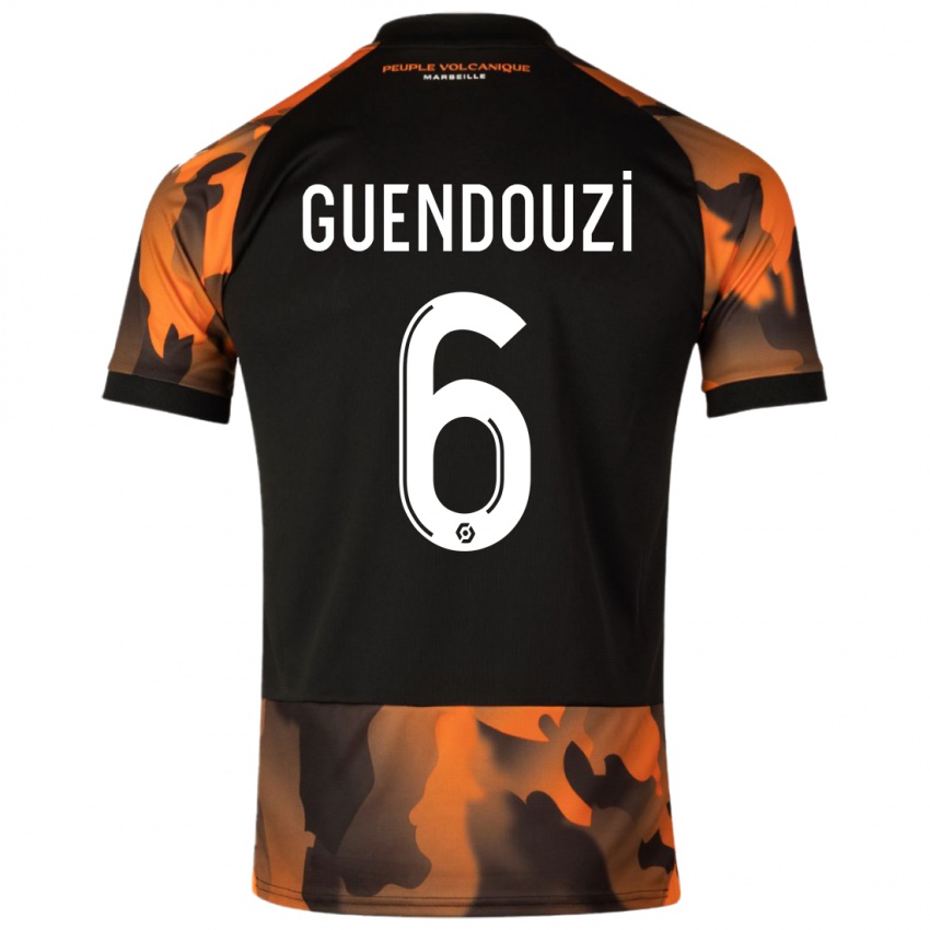 Femme Maillot Matteo Guendouzi #6 Noir Orange Troisieme 2023/24 T-Shirt Suisse