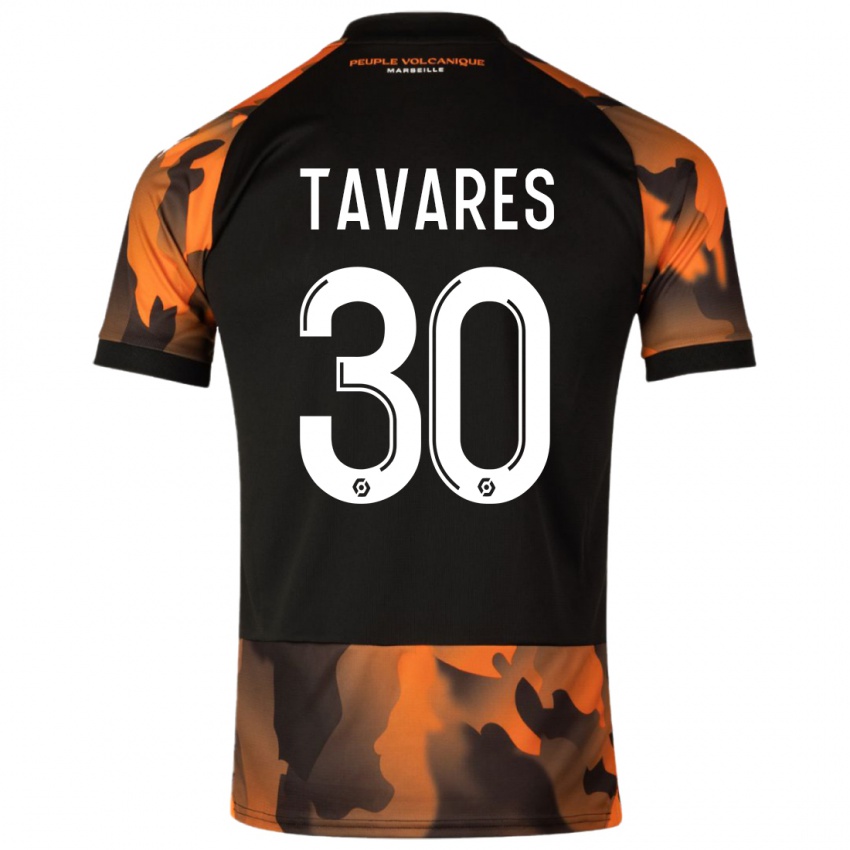 Femme Maillot Nuno Tavares #30 Noir Orange Troisieme 2023/24 T-Shirt Suisse