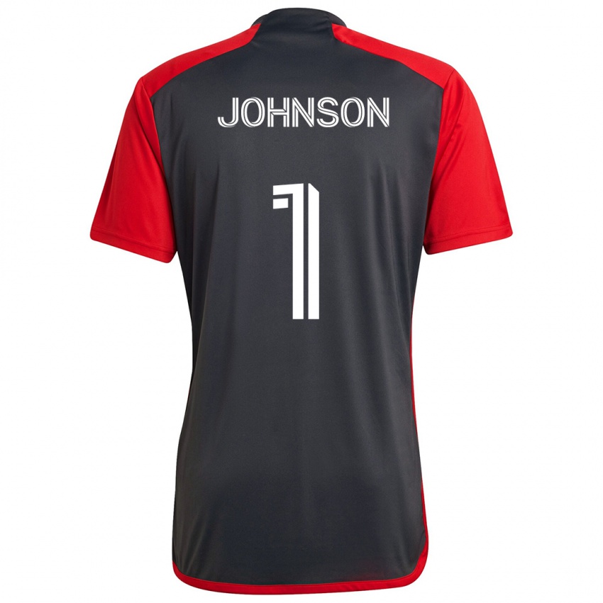 Kinder Sean Johnson #1 Grau Rot Heimtrikot Trikot 2024/25 T-Shirt Schweiz