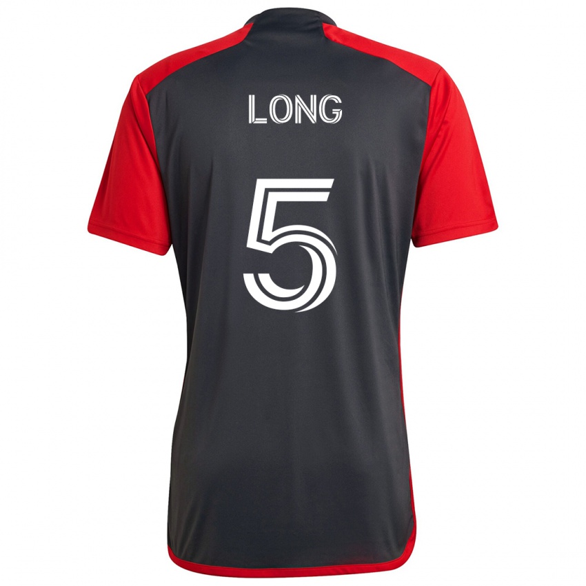 Kinder Kevin Long #5 Grau Rot Heimtrikot Trikot 2024/25 T-Shirt Schweiz