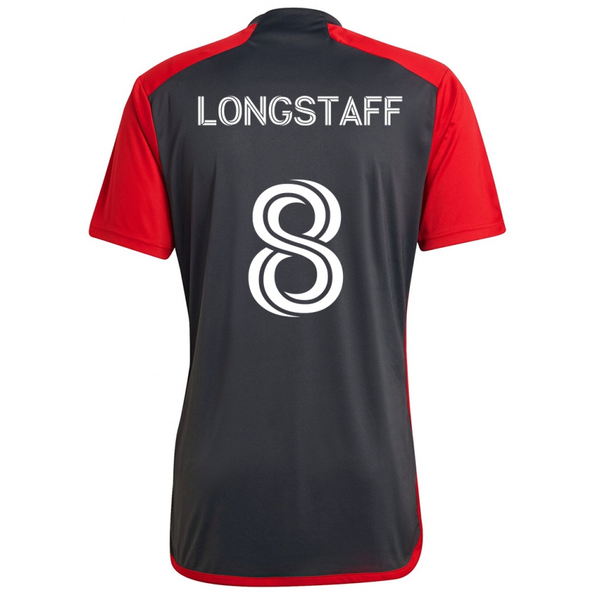 Kinder Matty Longstaff #8 Grau Rot Heimtrikot Trikot 2024/25 T-Shirt Schweiz