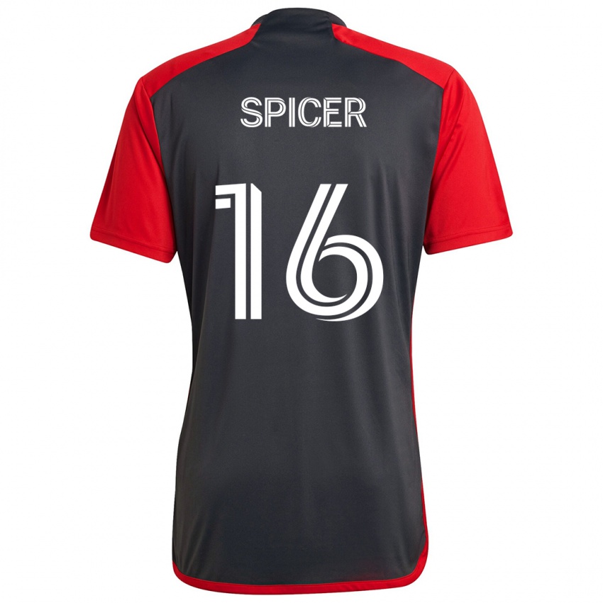 Kinder Tyrese Spicer #16 Grau Rot Heimtrikot Trikot 2024/25 T-Shirt Schweiz