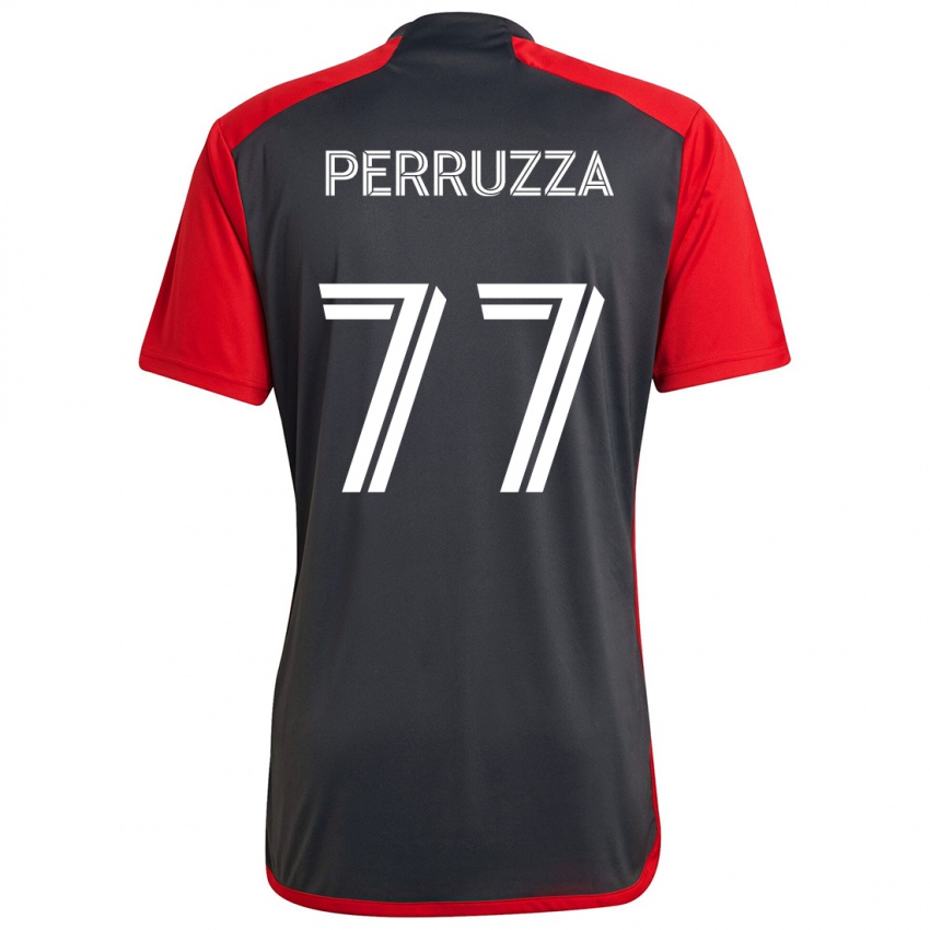 Kinder Jordan Perruzza #77 Grau Rot Heimtrikot Trikot 2024/25 T-Shirt Schweiz