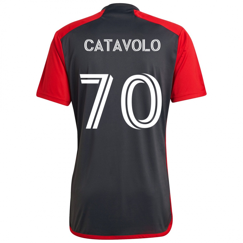 Kinder Matthew Catavolo #70 Grau Rot Heimtrikot Trikot 2024/25 T-Shirt Schweiz