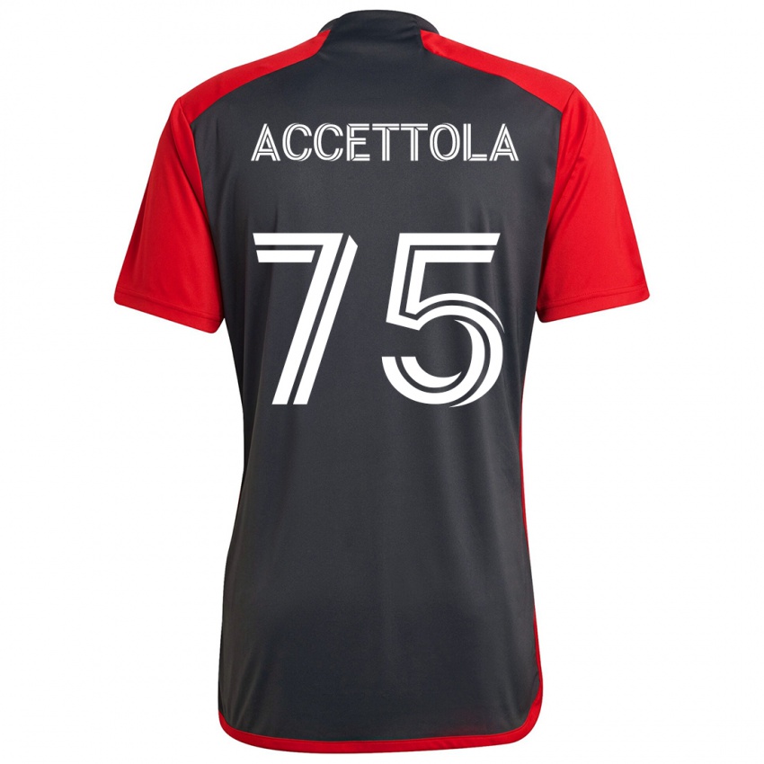 Kinder Luca Accettola #75 Grau Rot Heimtrikot Trikot 2024/25 T-Shirt Schweiz