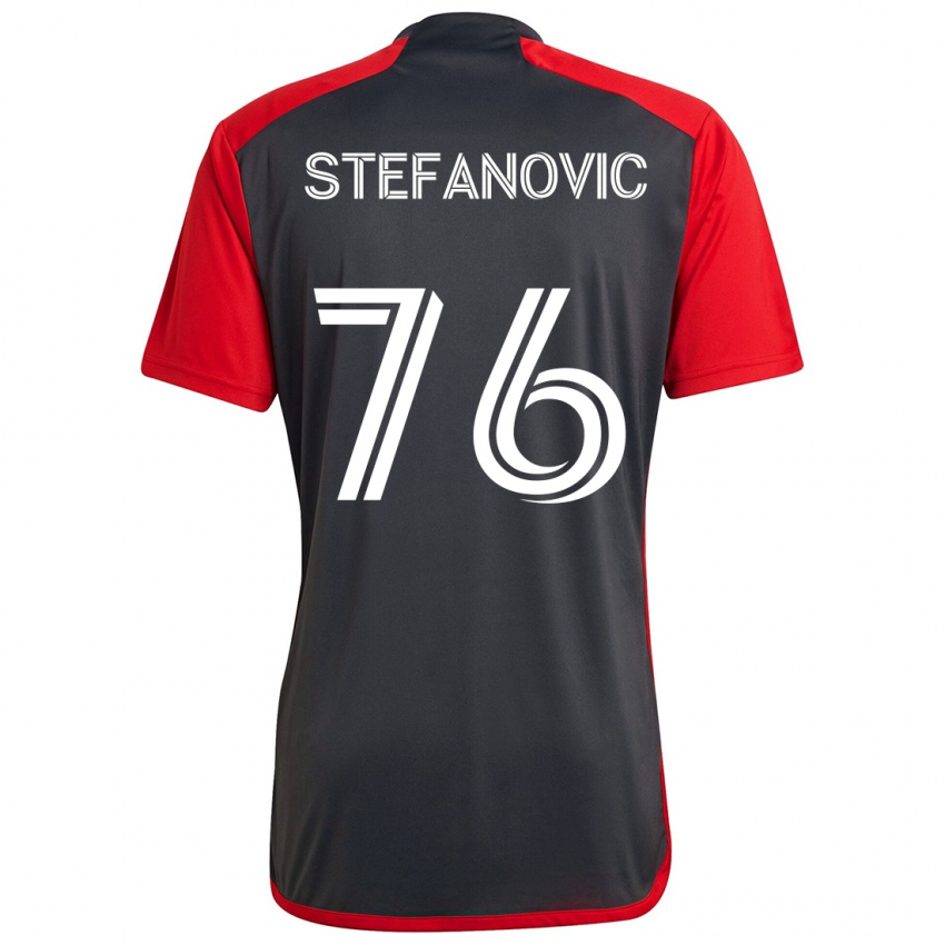 Kinder Lazar Stefanovic #76 Grau Rot Heimtrikot Trikot 2024/25 T-Shirt Schweiz