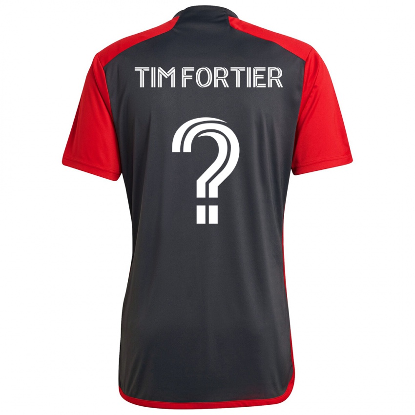 Enfant Maillot Tim Fortier #0 Rouge Gris Tenues Domicile 2024/25 T-Shirt Suisse