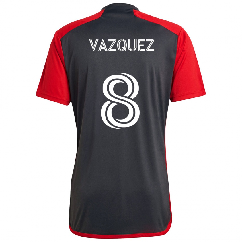 Kinder Víctor Vázquez #8 Grau Rot Heimtrikot Trikot 2024/25 T-Shirt Schweiz