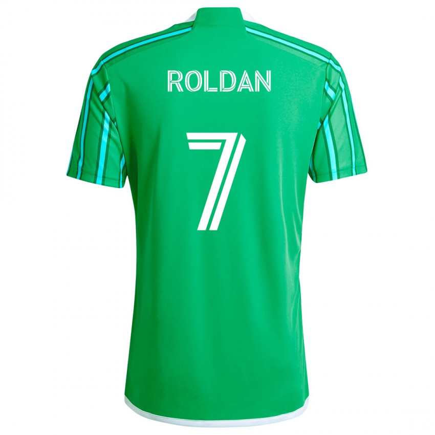 Kinder Cristian Roldán #7 Grün Weiß Heimtrikot Trikot 2024/25 T-Shirt Schweiz