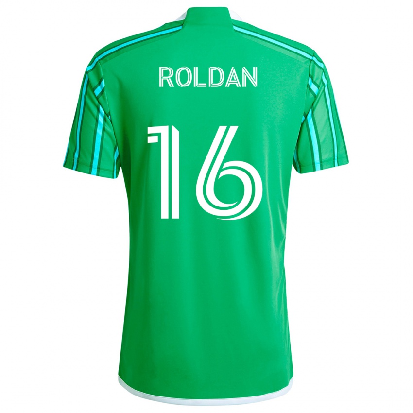 Kinder Álex Roldán #16 Grün Weiß Heimtrikot Trikot 2024/25 T-Shirt Schweiz