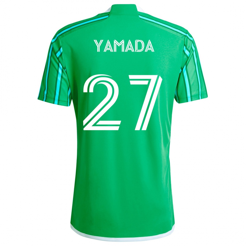 Kinder Hikari Yamada #27 Grün Weiß Heimtrikot Trikot 2024/25 T-Shirt Schweiz