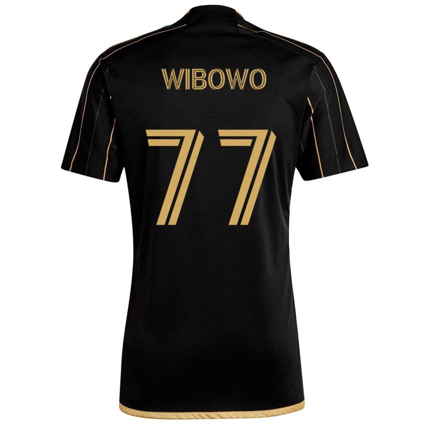 Kinder Adrian Wibowo #77 Schwarzes Gold Heimtrikot Trikot 2024/25 T-Shirt Schweiz