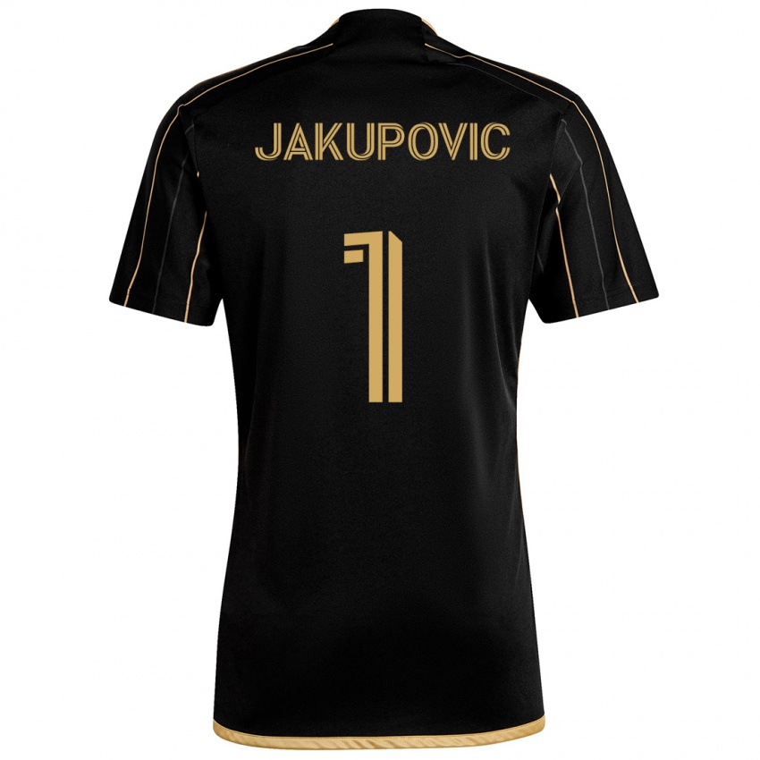 Kinder Eldin Jakupović #1 Schwarzes Gold Heimtrikot Trikot 2024/25 T-Shirt Schweiz