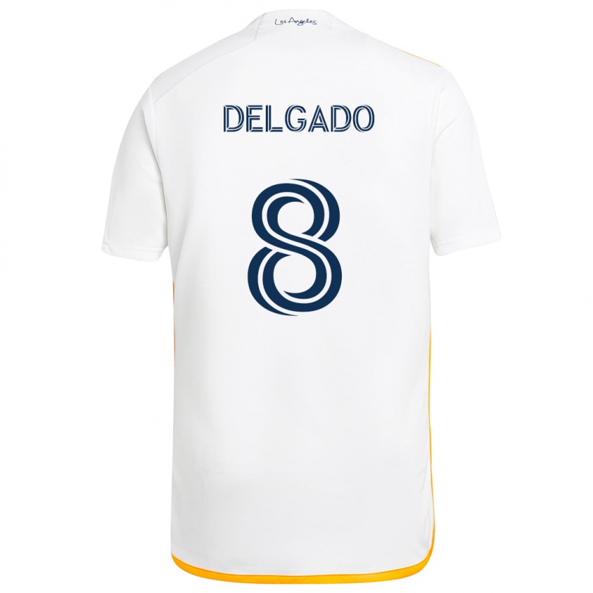 Kinder Mark Delgado #8 Weiß Gelb Heimtrikot Trikot 2024/25 T-Shirt Schweiz