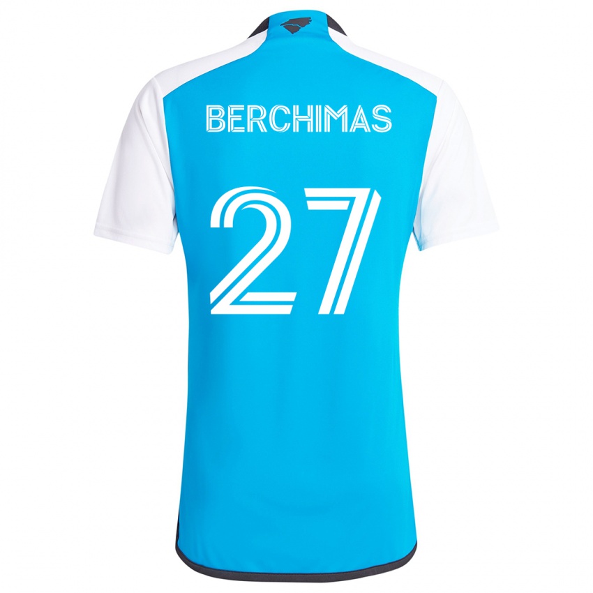 Enfant Maillot Nimfasha Berchimas #27 Bleu Blanc Tenues Domicile 2024/25 T-Shirt Suisse