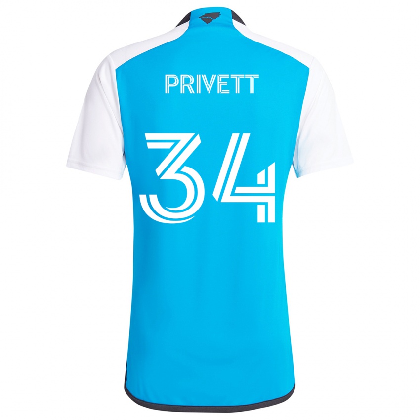 Kinder Andrew Privett #34 Blau Weiss Heimtrikot Trikot 2024/25 T-Shirt Schweiz