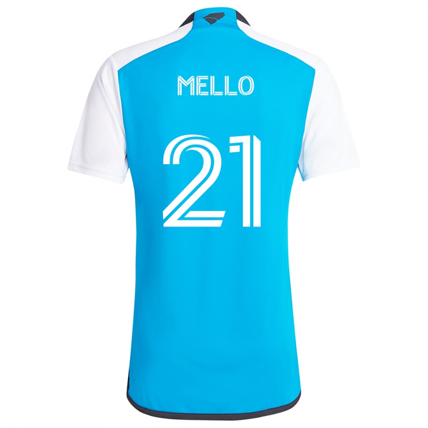 Enfant Maillot Vinicius Mello #21 Bleu Blanc Tenues Domicile 2024/25 T-Shirt Suisse