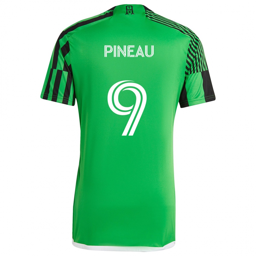 Kinder Sebastien Pineau #9 Grün Schwarz Heimtrikot Trikot 2024/25 T-Shirt Schweiz