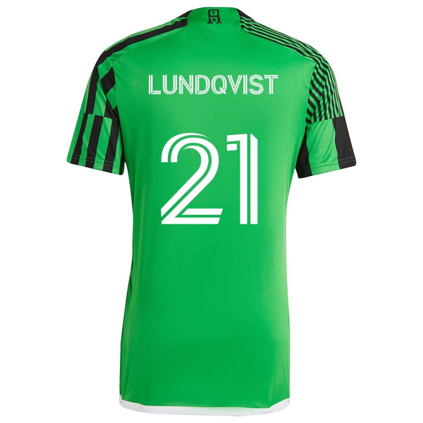 Kinder Adam Lundqvist #21 Grün Schwarz Heimtrikot Trikot 2024/25 T-Shirt Schweiz