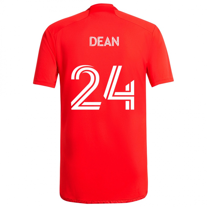 Enfant Maillot Jonathan Dean #24 Rouge Blanc Tenues Domicile 2024/25 T-Shirt Suisse