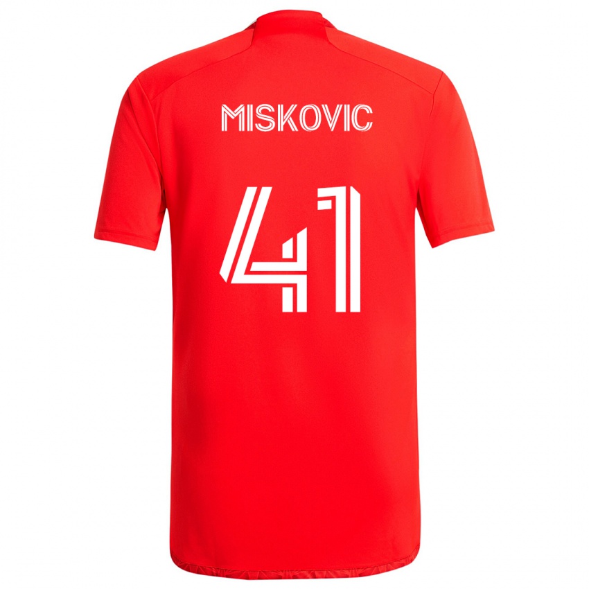 Kinder Mihajlo Miskovic #41 Rot-Weiss Heimtrikot Trikot 2024/25 T-Shirt Schweiz