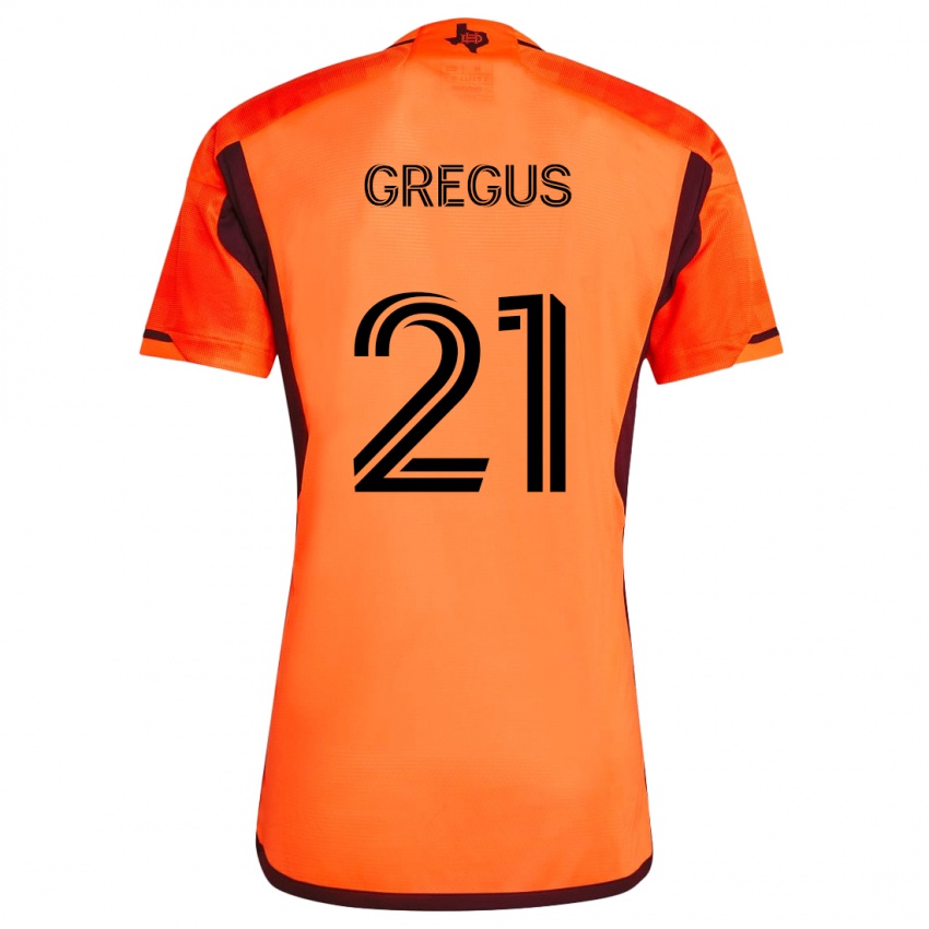 Kinder Ján Gregus #21 Orange Schwarz Heimtrikot Trikot 2024/25 T-Shirt Schweiz