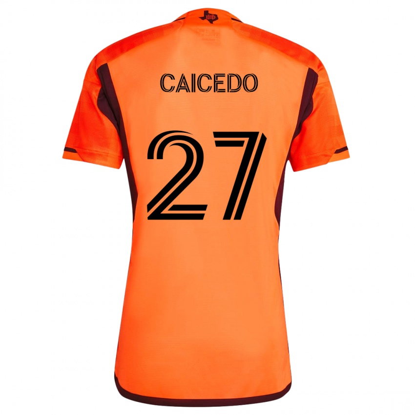 Kinder Luis Caicedo #27 Orange Schwarz Heimtrikot Trikot 2024/25 T-Shirt Schweiz