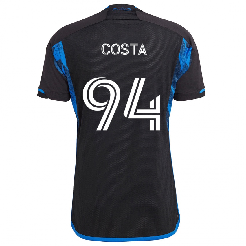 Enfant Maillot Vítor Costa #94 Bleu Noir Tenues Domicile 2024/25 T-Shirt Suisse