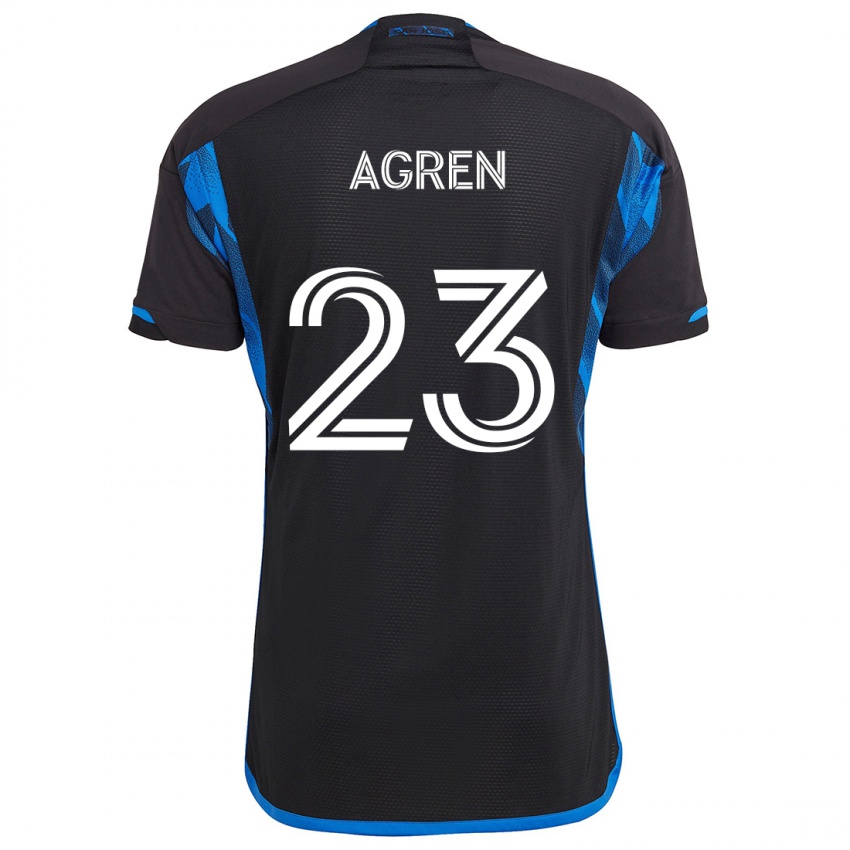 Kinder Oskar Agren #23 Blau Schwarz Heimtrikot Trikot 2024/25 T-Shirt Schweiz