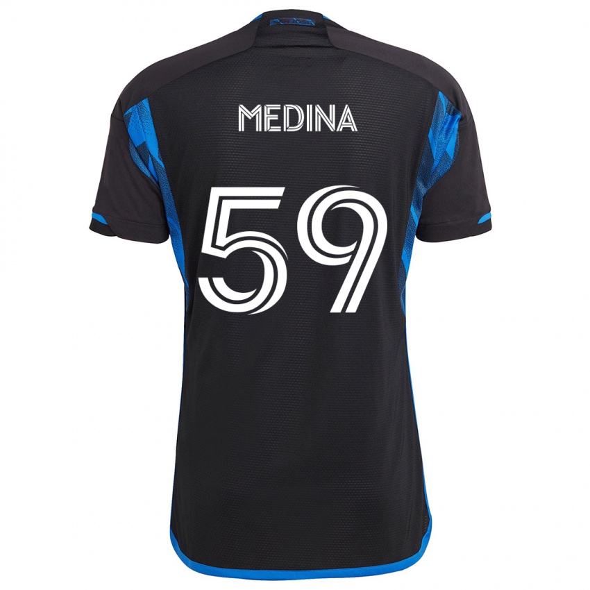 Enfant Maillot Cruz Medina #59 Bleu Noir Tenues Domicile 2024/25 T-Shirt Suisse