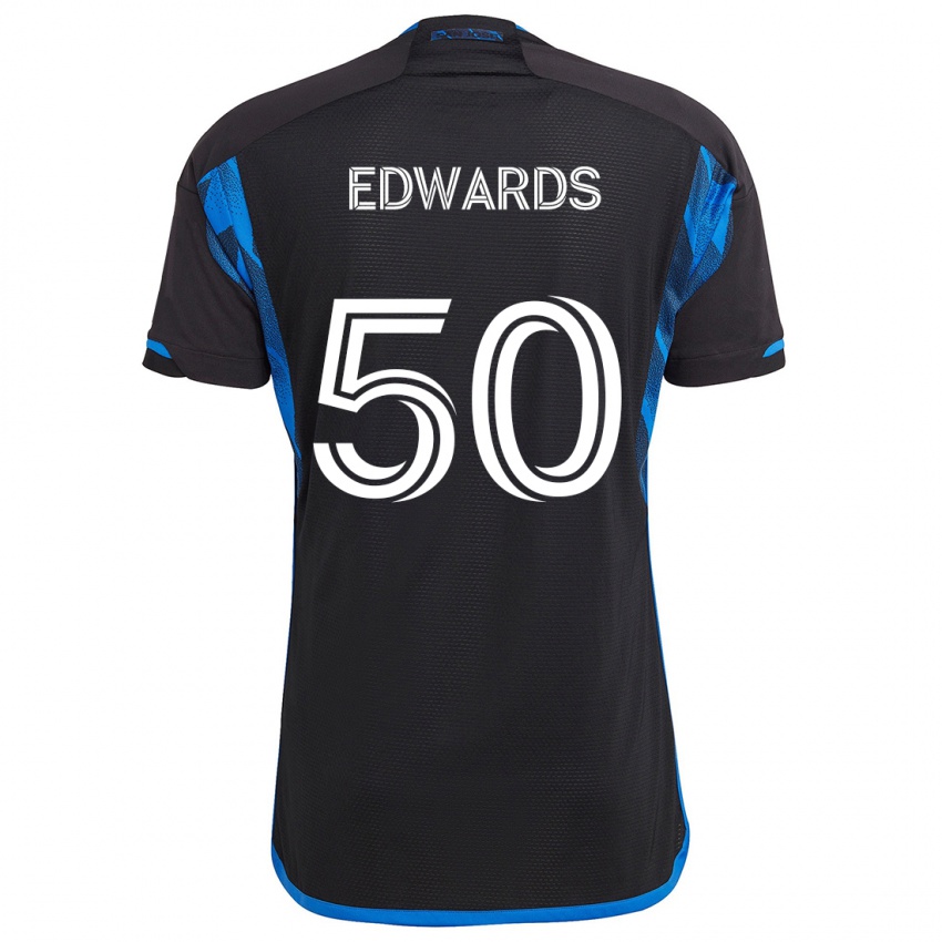 Enfant Maillot Aaron Edwards #50 Bleu Noir Tenues Domicile 2024/25 T-Shirt Suisse