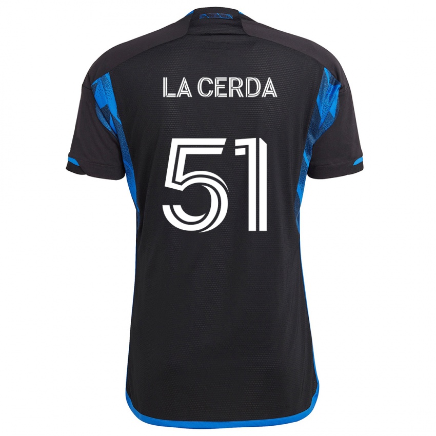 Enfant Maillot Eric De La Cerda #51 Bleu Noir Tenues Domicile 2024/25 T-Shirt Suisse