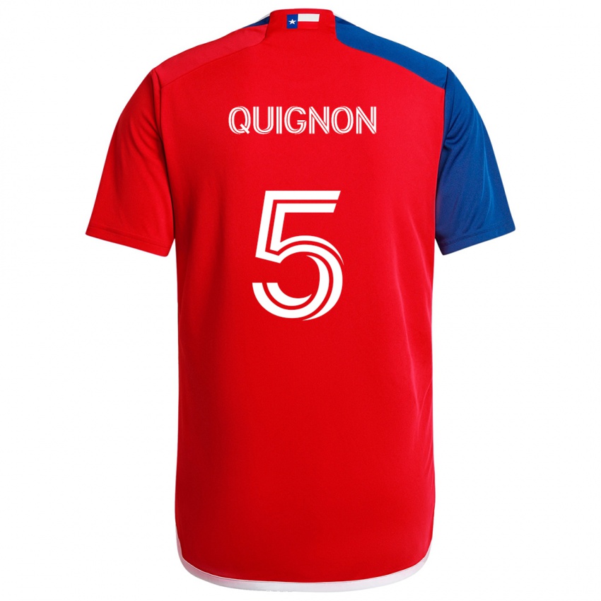 Enfant Maillot Facundo Quignón #5 Bleu Rouge Tenues Domicile 2024/25 T-Shirt Suisse