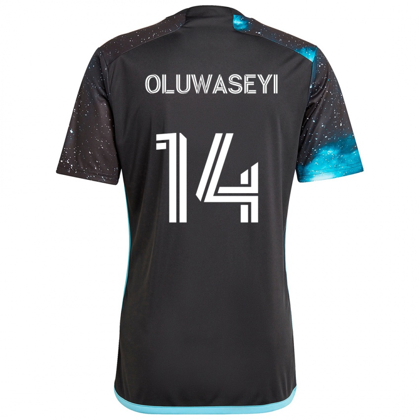 Enfant Maillot Tani Oluwaseyi #14 Noir Bleu Tenues Domicile 2024/25 T-Shirt Suisse